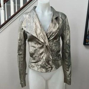 L.A.M.B. GWEN STEFANI METALLIC DISTRESSED MOTO JACKET - Size 4